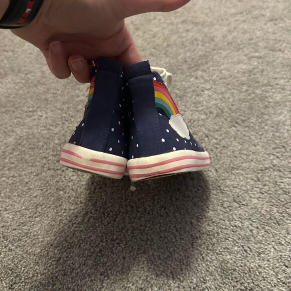 Mini Boden Navy Spot Rainbow Appliqué High Top Sneakers Sz 29 - Picture 5 of 6